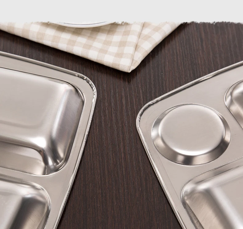 Rectangular School Prison 3/4/5/6 Sections Cafeteria Mess Lunch Trays Stainless Steel Food Divided Plates Tray
