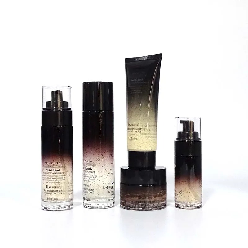 Glass Cosmetic Pump Bottle Luxury Cosmetics Packaging Straight Round 30ml Glass Foundation Bottle With Beauty Pump
