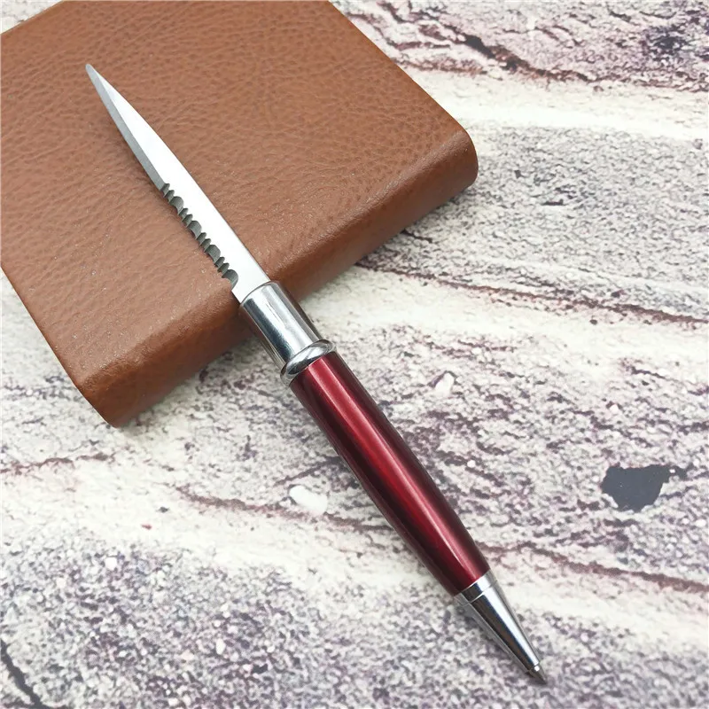 Gold hidden whole blade pen metal multi function tool pen knife pen for self defense