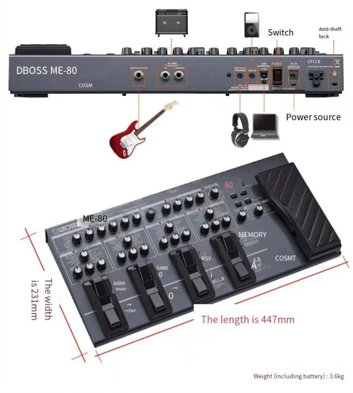 ギター BOSS ME-80 Musiaudio | Pedaleira Multiefeitos para Guitarra BOSS ME-80