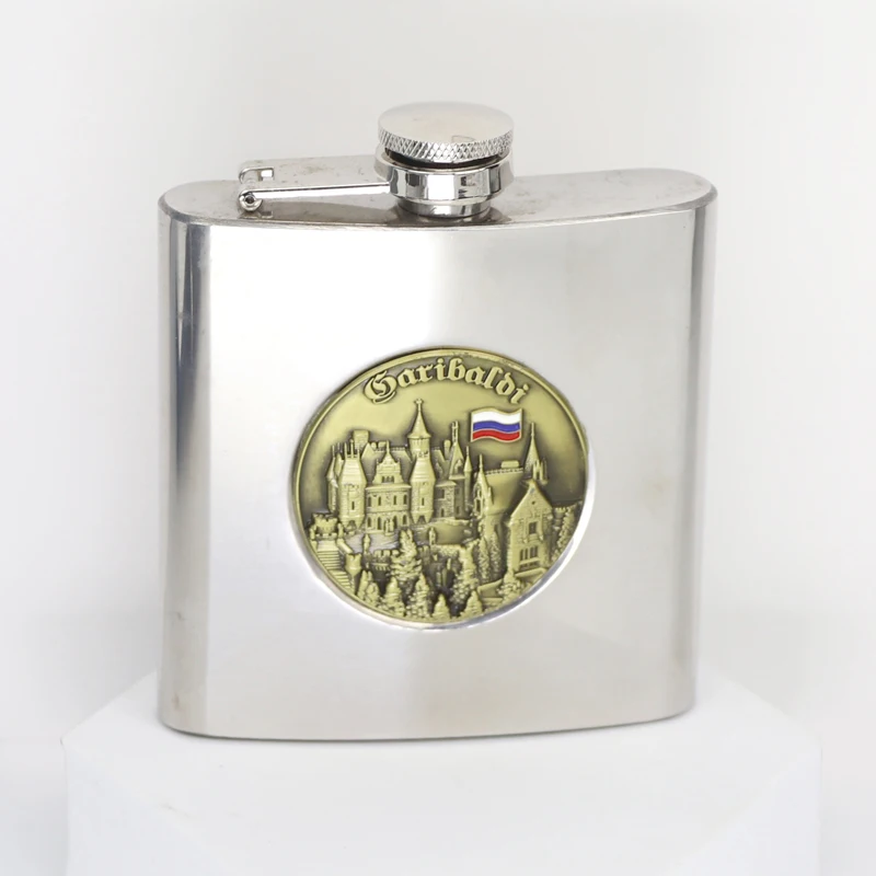 Custom Design Luxury Different Shape Whisky Metal Tourist Souvenir Hip Flask