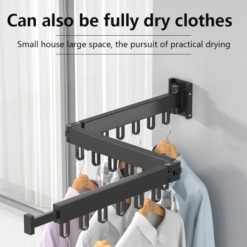 Retractable Wall Mount Aluminium Clothing Laundry Drying Racks Foldable ...