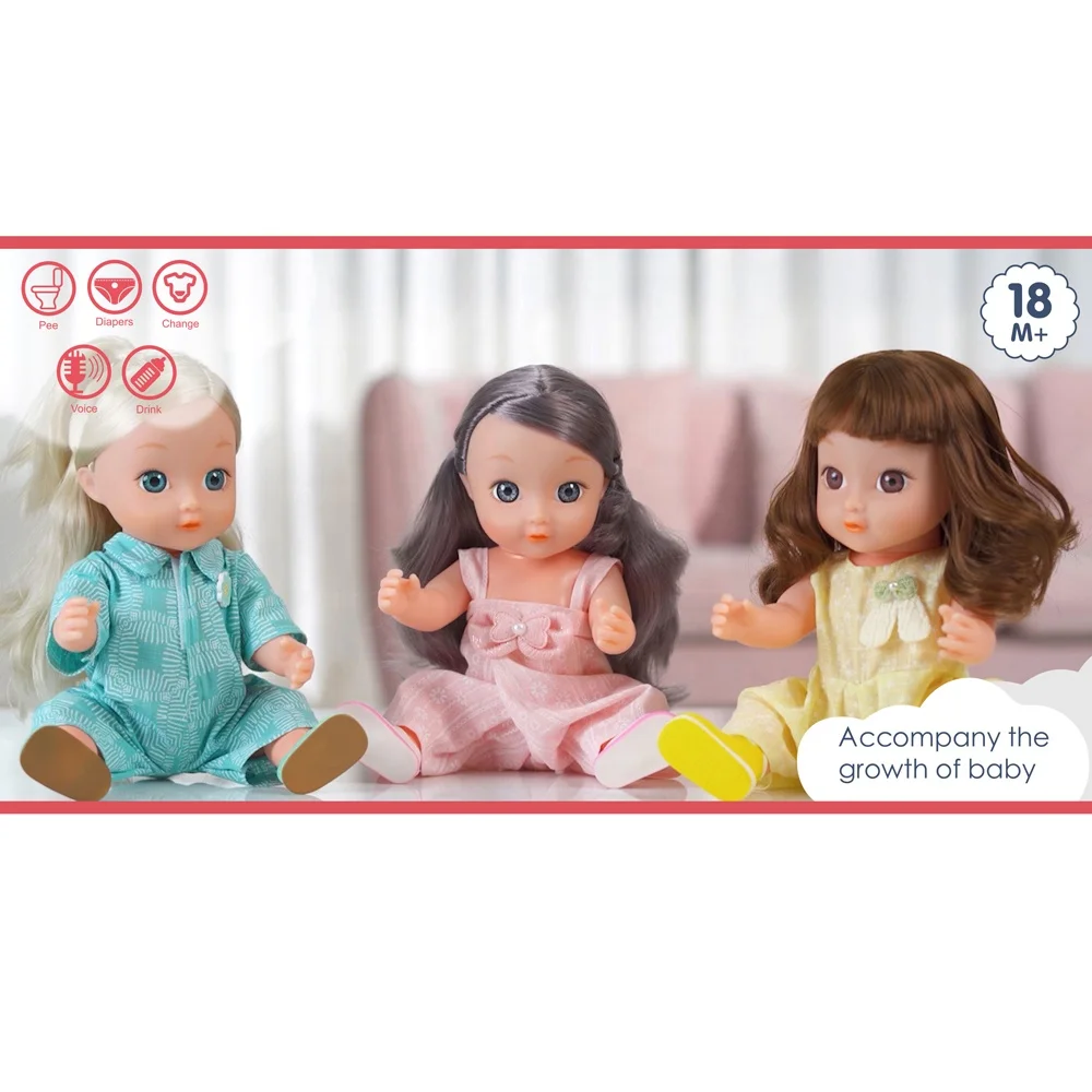 New 12 Inch Vinyl Baby Doll with Kinds of Voice Drinking and Urinating Best Selling Pretend Play House Dolls Toy for Girls