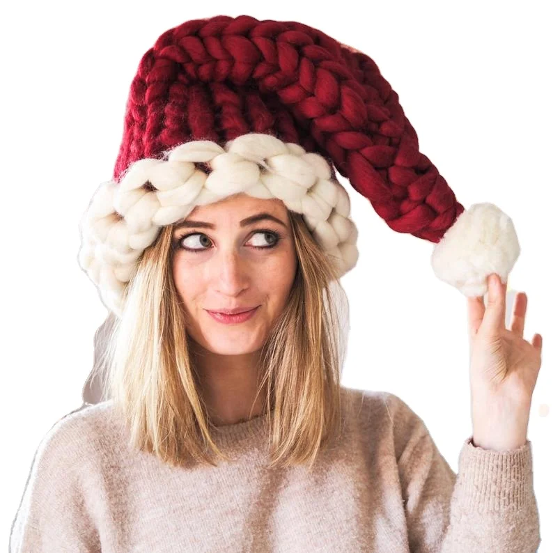 Knitted Santa Hat-hand Knitted Chunky 