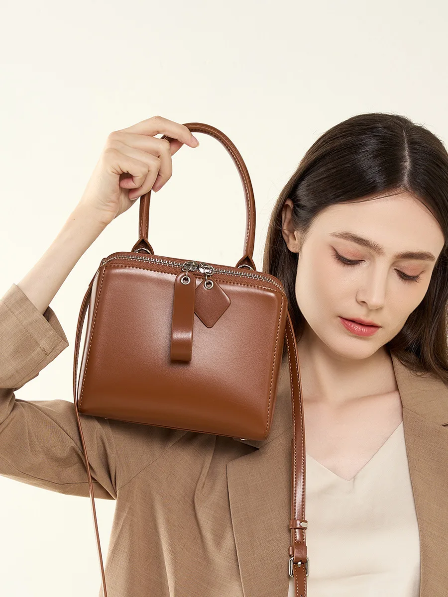 2026 New Arrival Leather Square Box Saddle Bags for Ladies Leather Crossbody Shoulder Bag for Women’s Female Girls