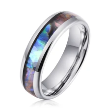 Popular Luxury Men Women Tungsten Carbide Band Abalone Tungsten Shell Ring Silver Plated Tungsten Ring 6mm