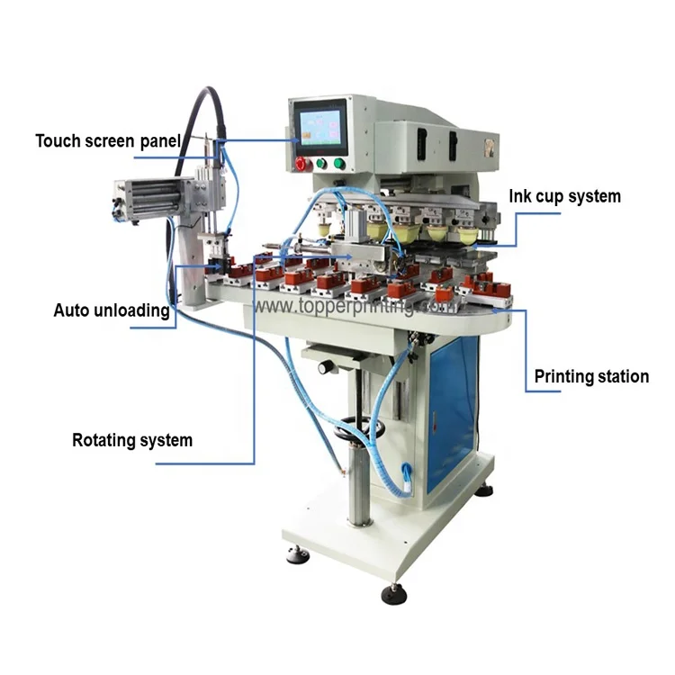 Semi Auto Turntable Tampography Watch Dial Toys Button 6 Color Pad Printer Printing Machine
