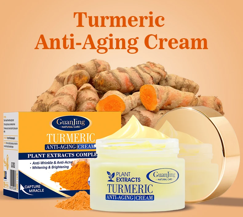 Guanjing 50ml Oem Wholesale Moisturizing AntiAging Cream Skin Turmeric Whitening Cream For Face