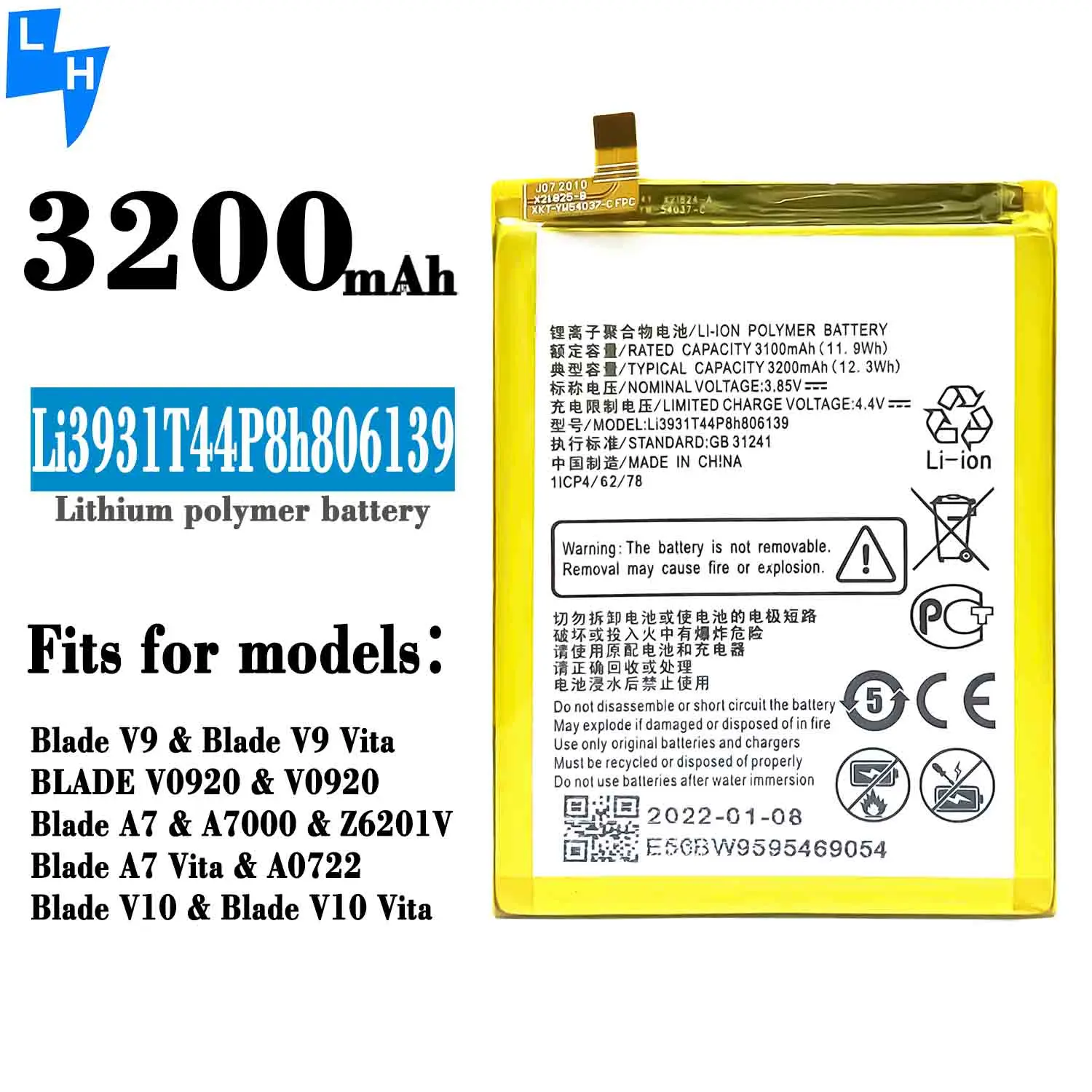 Аккумулятор для мобильного телефона OEM Li3931T44P8h806139 BLADE V10 для ZTE  blade V9 VITA V0920| Alibaba.com