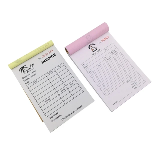 Triplicate Duplicate Carbonless  NCR Copy Paper Custom Tally Tax Receipt Proforma Invoice Form Cash Bill Register Book Printing