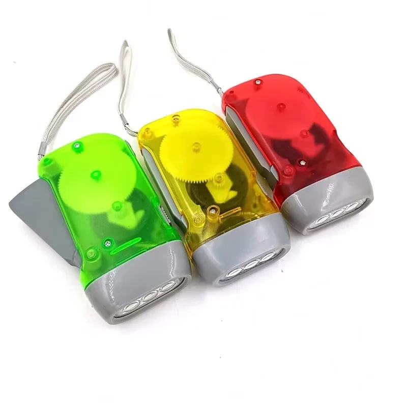 Hand Crank Dynamo 3 LED Plastic Portable Tactical Flashlight Emergency Camping Earthquake Torch Light