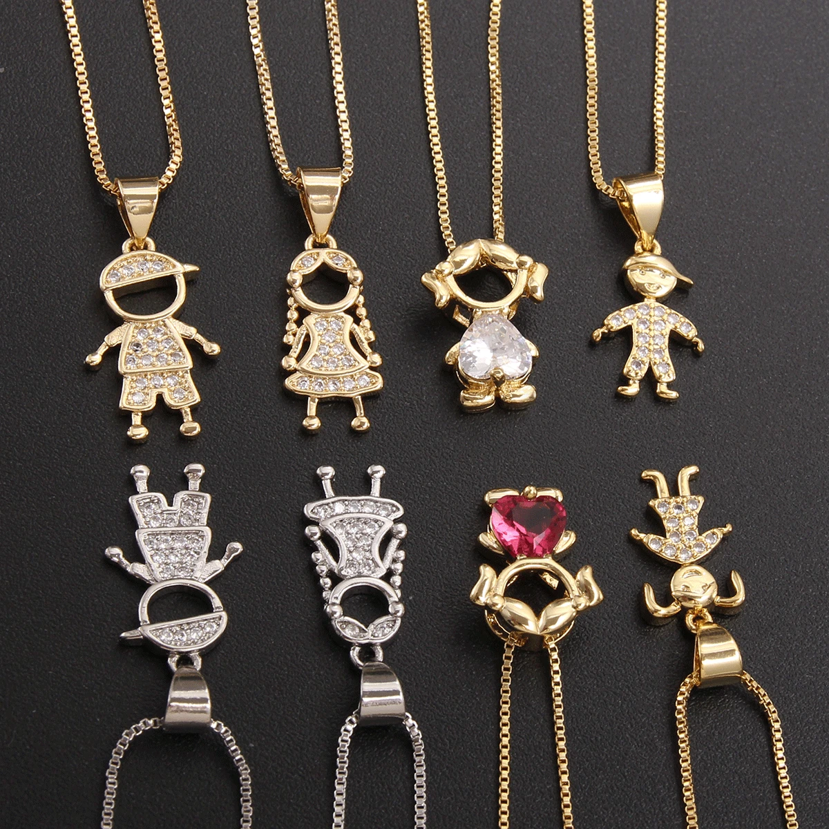 Minimalism 18k Gold Plated CZ Zircon Kids Pendant Necklace