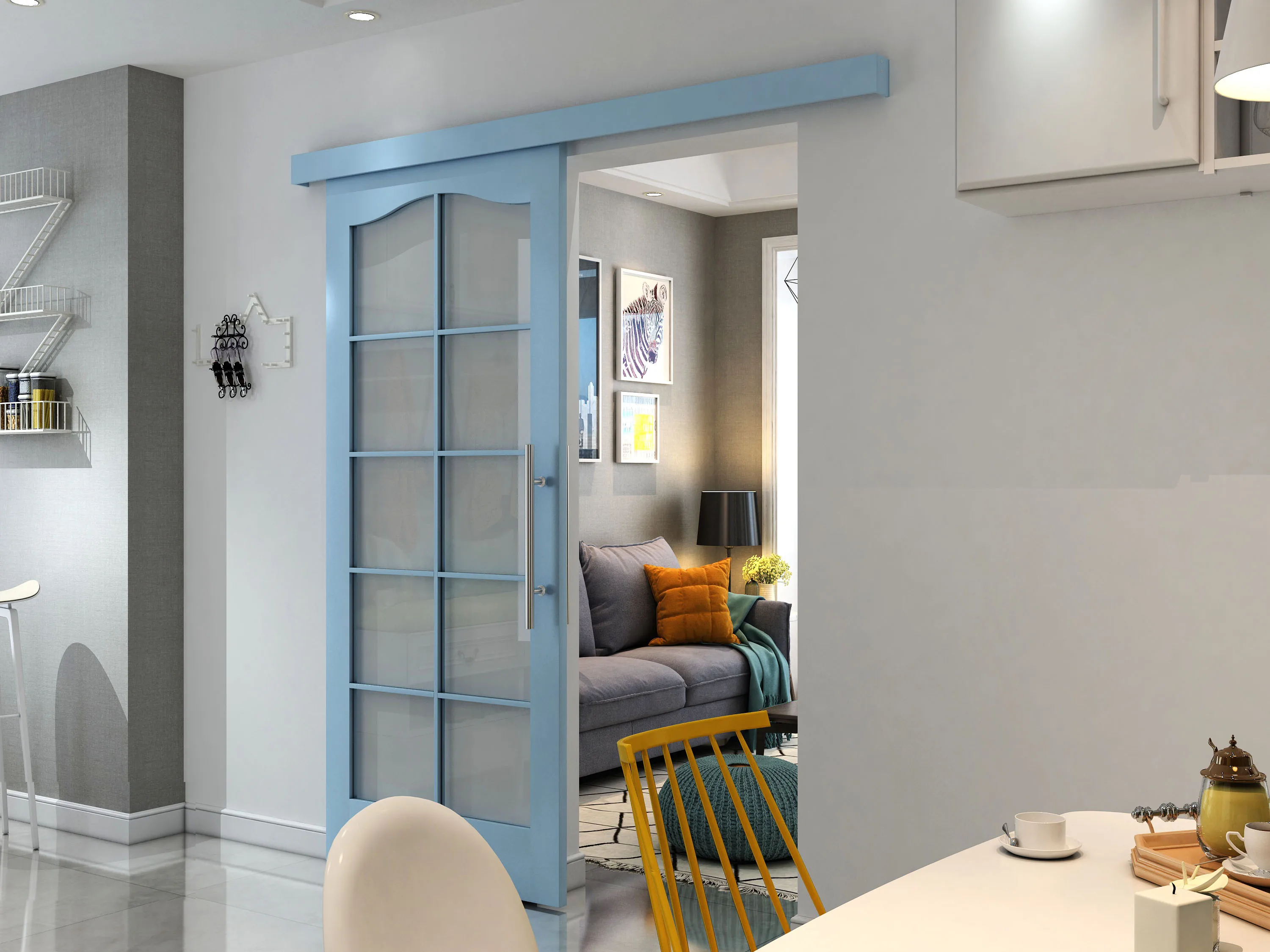 Cheap Aluminum Profile Sliding Door Rail System Wardrobe Slide Hardware Kits for Interior Use