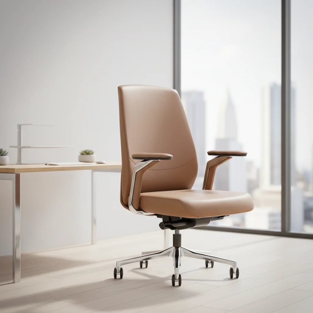Professional Modern Ergonomic Leather Adjustable Height Headrest High Back Executive Office Chair 3
