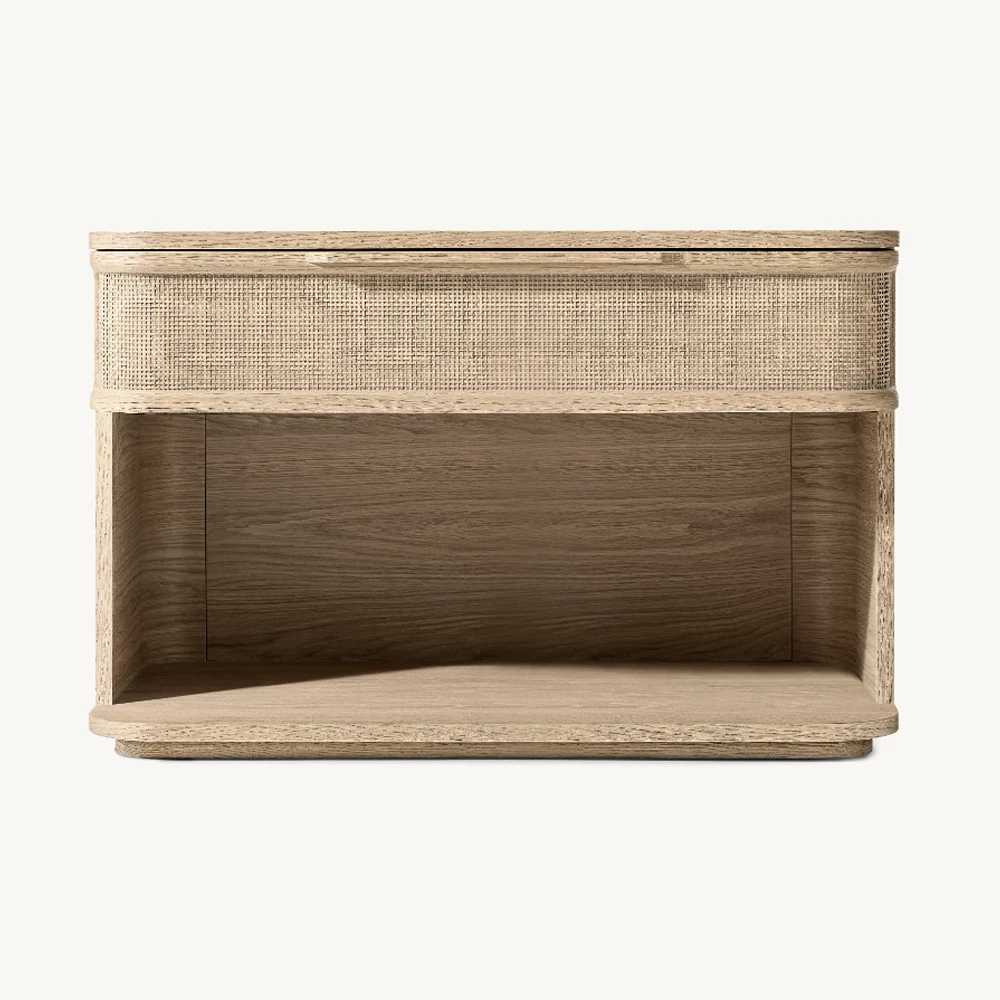 Defaico 2024 Open Bedside Table Handcrafted Of Wood With White Oak