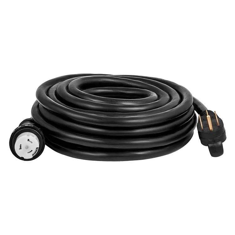 Cables de extensión para generador de 50 A estándar de EE. UU. NEMA 14-50P--SS2-50R Cable de extensión eléctrico con conector de bloqueo por torsión de PVC negro y cobre