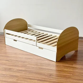 In Stock  Modern Sleep Children Bed White Montessori Wooden Toddler Bed Kids Bed with Storage