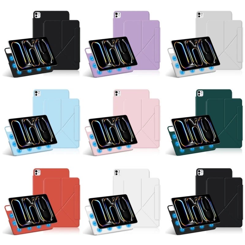 product for ipad pro 13 2025  2024 leather case origami stand magnetic tablet case with magnetic flap auto wake sleep shockproof-2