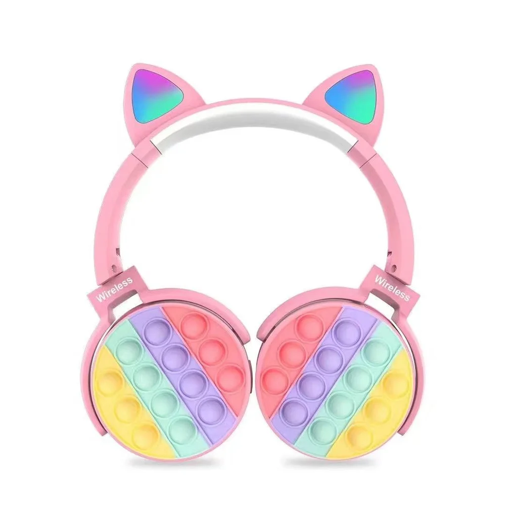 Wholesale CT-950 Head-mounted Headset Simple And Cute Rainbow Portable BT-compatitle Headphone For Kids Children Gifts From m.alibaba