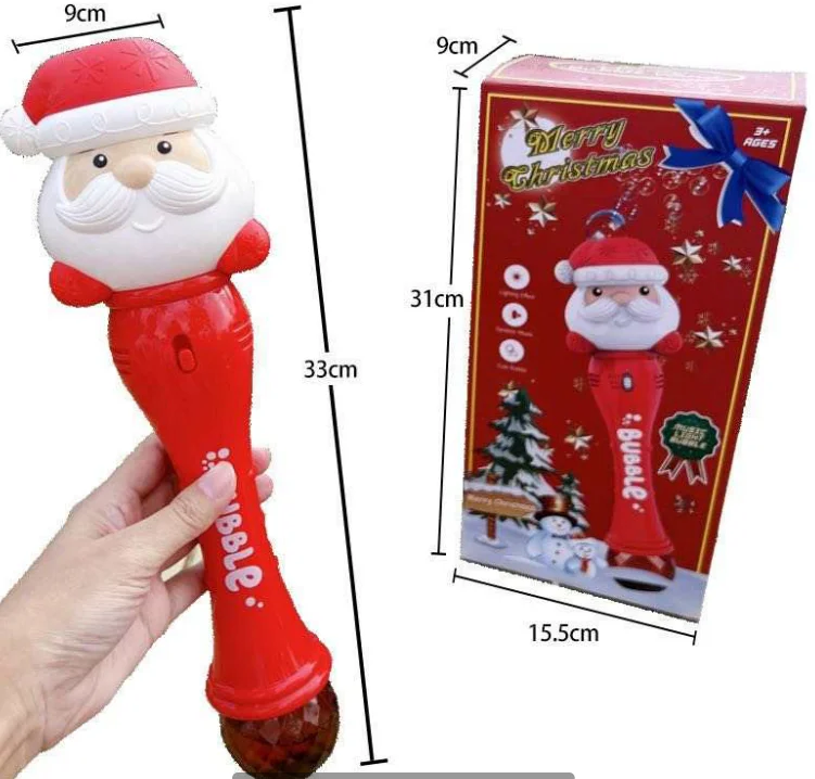 Рождественская волшебная палочка Санта-Клауса, электрическая машина для создания пузырей со светом и музыкой, ручная палочка для пузырей Санта-Клауса