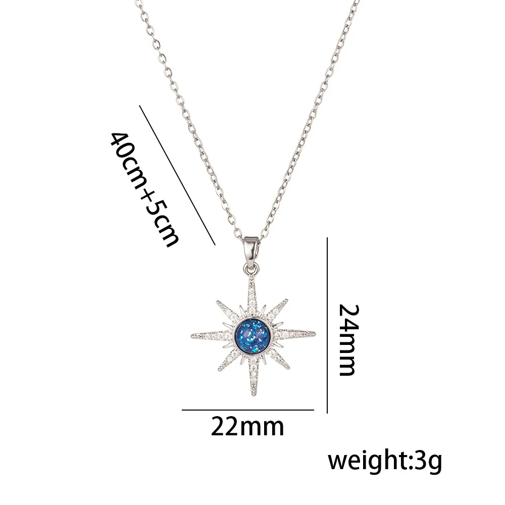 SMING Design Blue Gemstone Star Planet Necklace Pendant Stainless Steel 18K  Gold-plated Zircon Fashion Jewelry Chain for Women