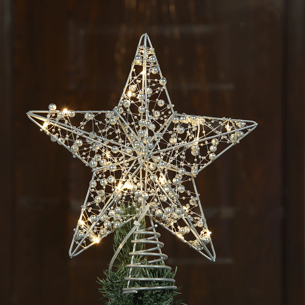 Copper Wire Lights Christmas Tree Topper Star Decor Star Tree Topper