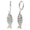 Full diamond koi pendant earrings - steel color