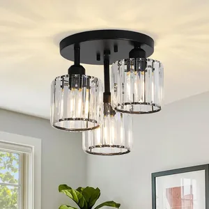 Indoor Crystal Chandelier Dining Room Modern Black Creative Shape Art Crystal Led Ceiling Lamps
