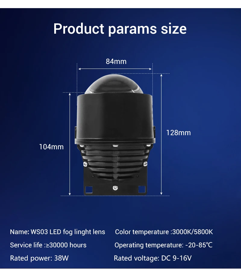Gtr Ws03 Led Fog Lamp Bifocal Lens 3000k/5800k Waterproof Fog Lamp