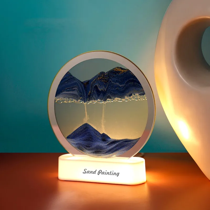 Flowing Sand Art Light Hourglass Led Light 3d Dynamic Moving Sand