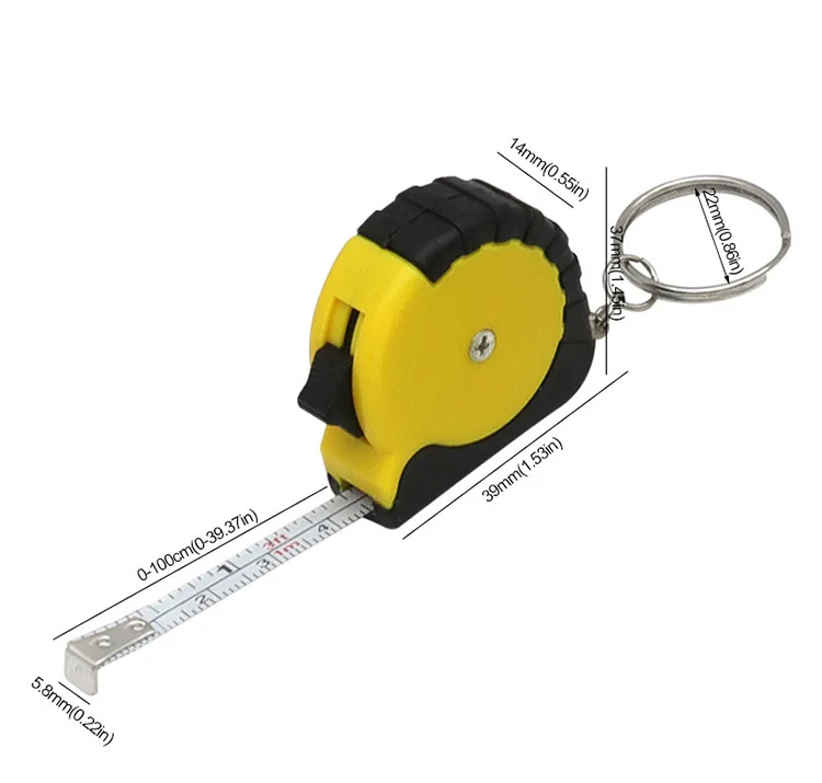 Promotion Customized Mini Tape Measure Keychain Portable 1M Tape Measure Advertising Gift with Custom logo