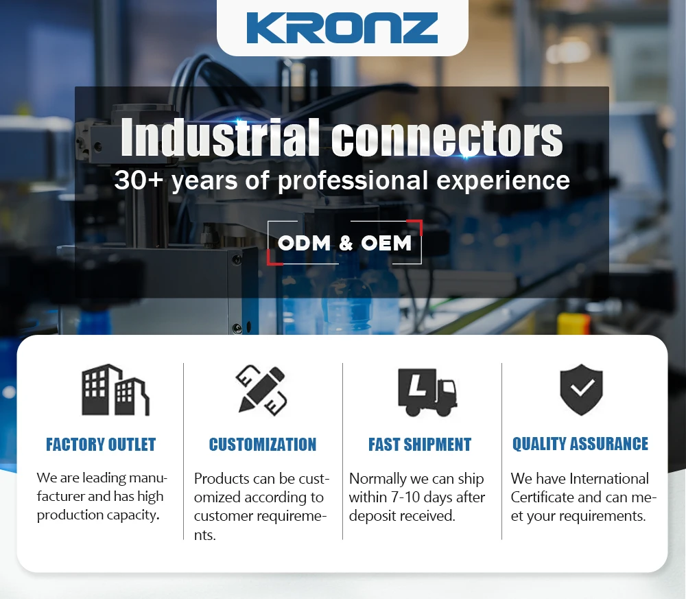 KRONZ Industrial M8 Connector with Alloy Material Gold-Plated Contacts and Molded Cable for Durable Performance
