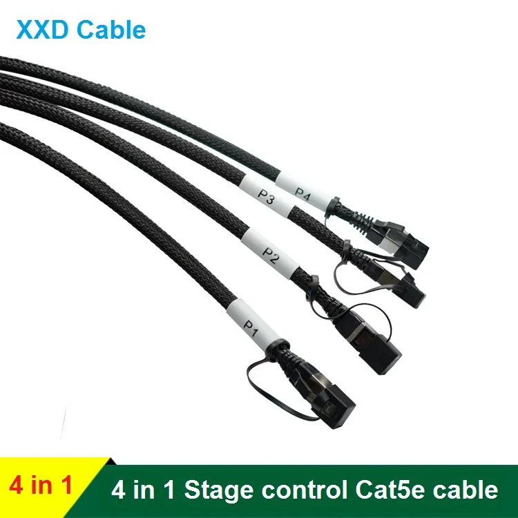 Customized Portable 4 Way Ftp Rj45 Cat5e Cable With Coil Rack Stage Video Audio Perform