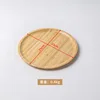 Natural wood color, round, 25*25*1.5 cm.