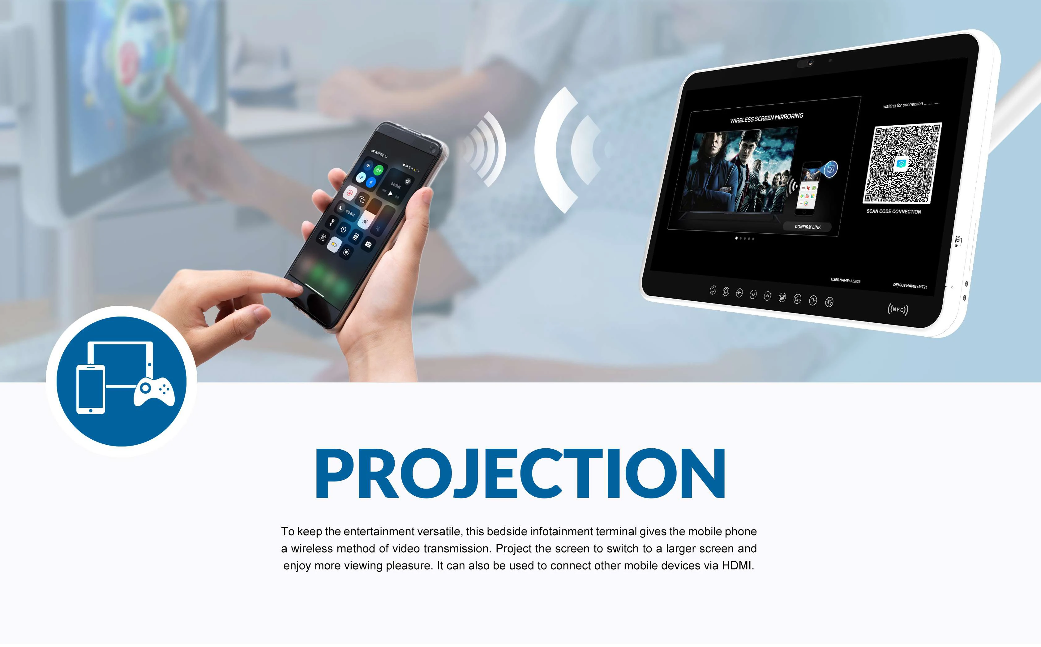 Hospital Computer 15.6" Android 13 Tablet PC 4GB for HDMI Input Anti-Bacterial Housing IEC60601-1/EN60601-1/ISO22196 Compliance
