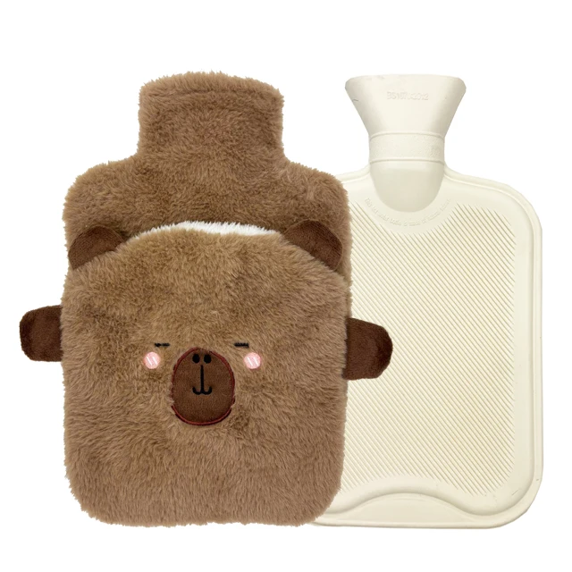 White 2L Plush with Cover Hot Water Bottle