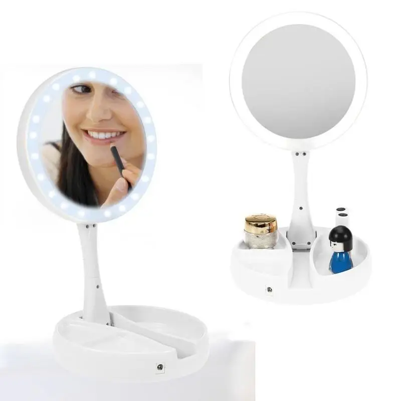 Foldable Led Magnifying Mirror Makeup Costway White Vanity Cosmetic