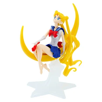 Japanese anime Sailor Moon sitting on the moon action figure decoration Sailor cake decoration car model doll