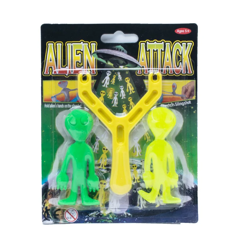 Party Games Play Novelty Toys TPR Soft Mini Alien Attack Flinger Alien Sling Shot Sticky Alien Catapult