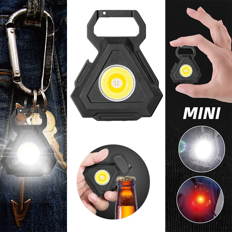 800LM COB Keychain Work Light Rechargeable Mini LED Flashlightht