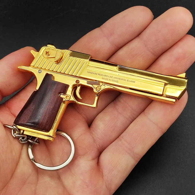 Mini Gun Keychain Self Defense Stun Gun Desert Eagle Toys Pistol Gold Gun Keychain Metal