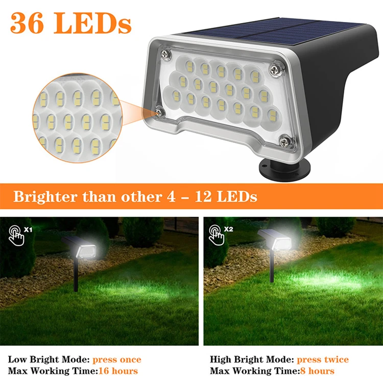 product energy saving brightness garden waterproof solar led outdoor light 2 ways installment both for lawn and wall-38