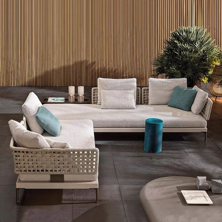 More Design Modern Style Outdoor Sofa Courtyard Hotel Villa Leisure Terrace Garden Balcony Rattan Teak Furniture Combination