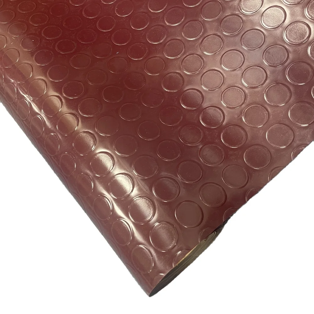 Waterproof Nonslip PVC Flooring Rolls round Button Surface Coin Mat Anti-Slip for Kitchen School Living Room Bedroom
