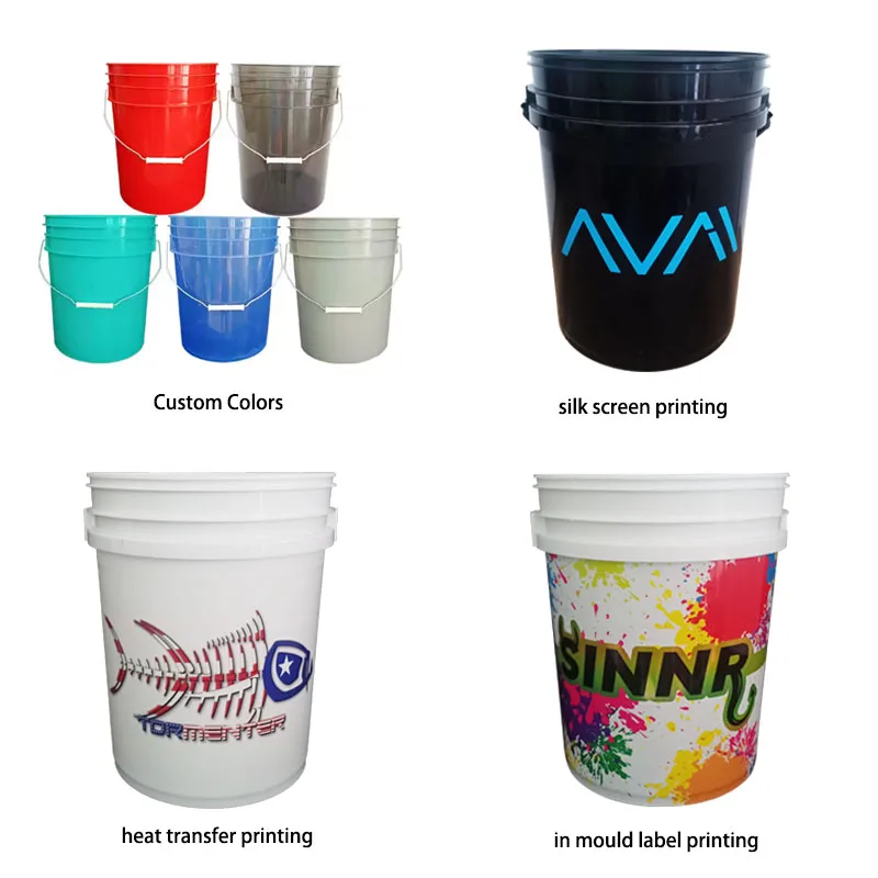 Factory Custom 5 Gallon Bucket  20L Plastic Bucket Pail With Lid Printing Logo Food Grade Bucket