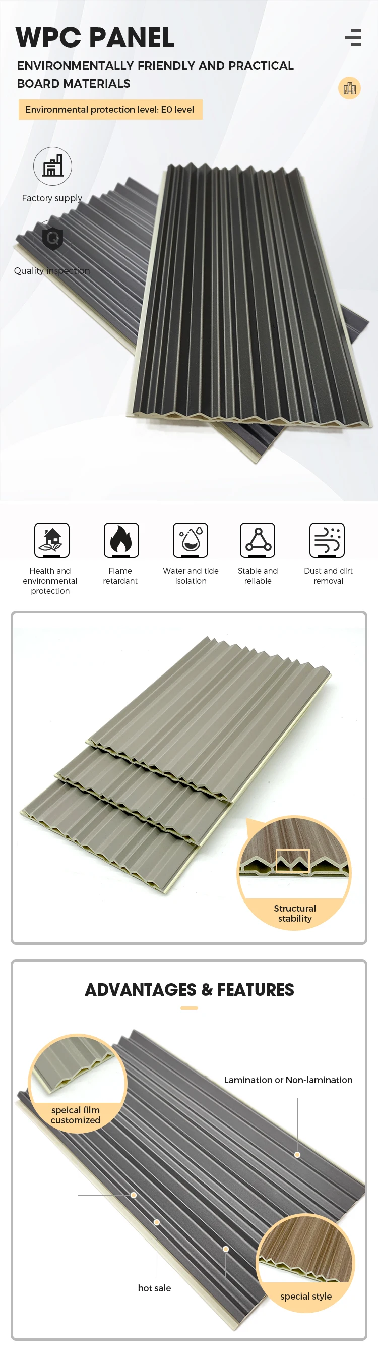 Wholesale Price Pvc Wpc Fluted Wall Panel Interior Decoration Eco Wood ...