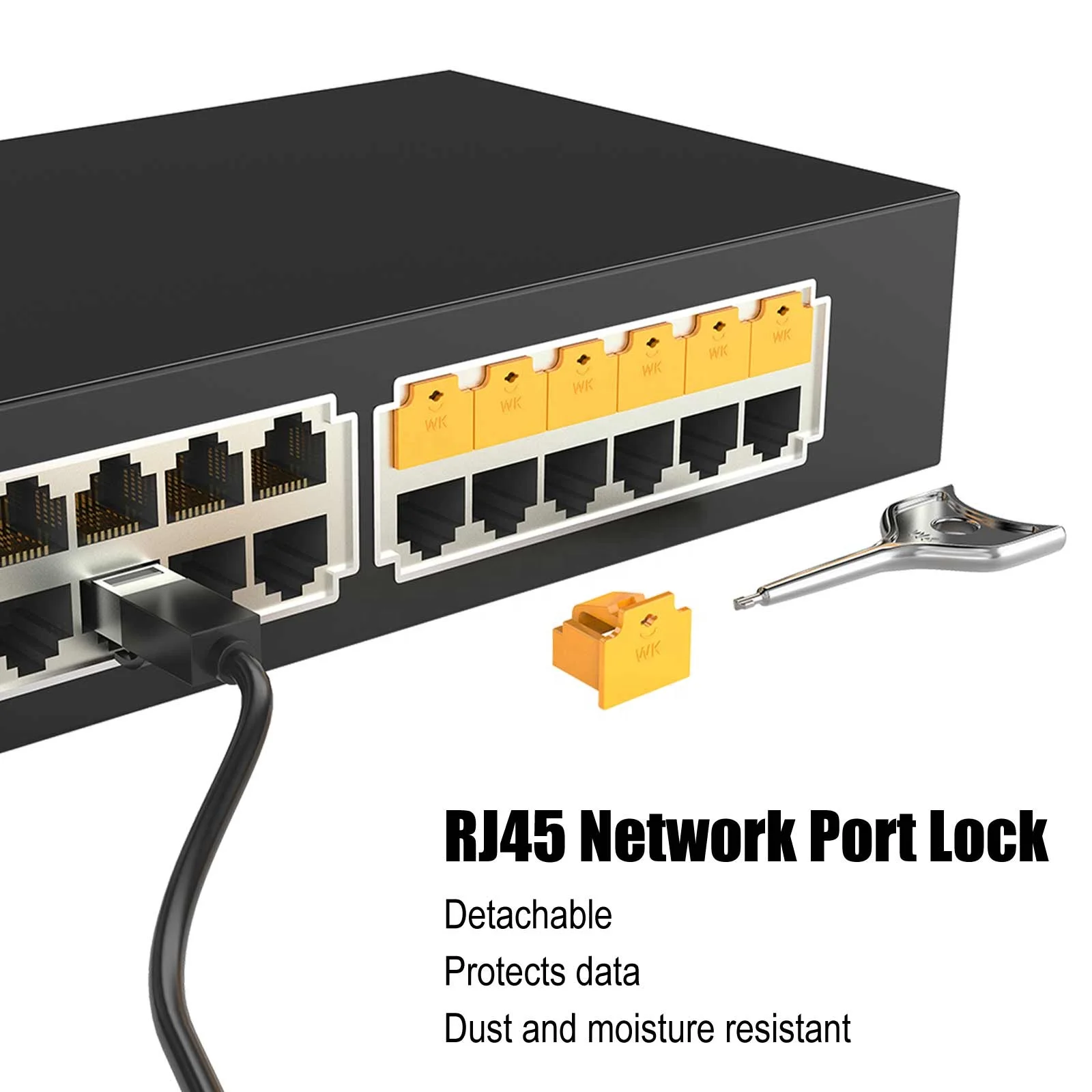 Locking RJ45 Port Dust Blocker with Key, Ethernet Port Lock, RJ45 Port Lock