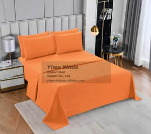 Pure Color  in Stock  Microfiber 6-Piece Fitted Bed Sheet Set Super King Size