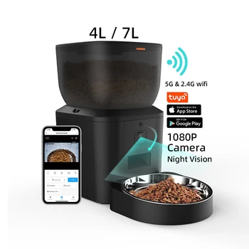 5G WiFi Automatic Pet Feeder 4L Tuya App Control Pet Food Dispenser Camera Dog Cat Smart Pet Feeder With Camera