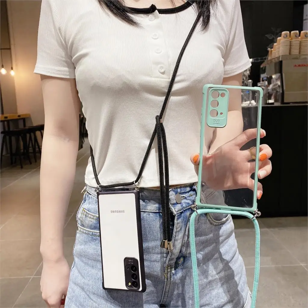 Strap Cord Chain Phone Case For Samsung Galaxy Note 20 Ultra S20 S10